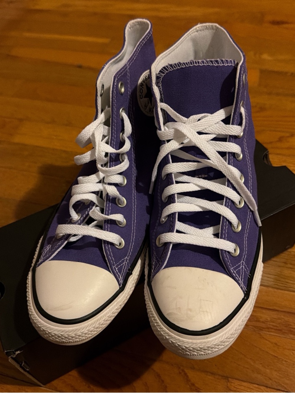 Converse Men’s  High Top Converse Sneakers in Purple and White